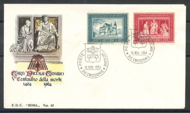 1964 - VATICANO - CARDINALE CUSANO - BUSTA FDC ROMA - LOTTO/27675