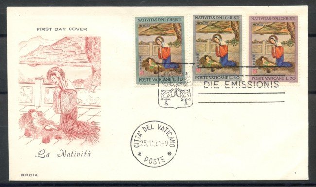 1961 - VATICANO - NATALE - BUSTA FDC RODIA - LOTTO/27702