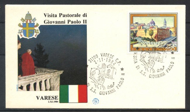 1984 - REPUBBLICA - BUSTA VISITA DI PAPA GIOVANNI PAOLO II° A VARESE - LOTTO/31741