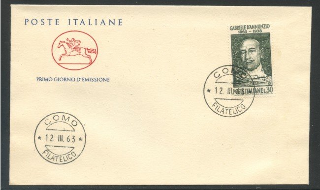 1963 - REPUBBLICA - GABRIELE D'ANNUNZIO - BUSTA FDC - LOTTO/31928