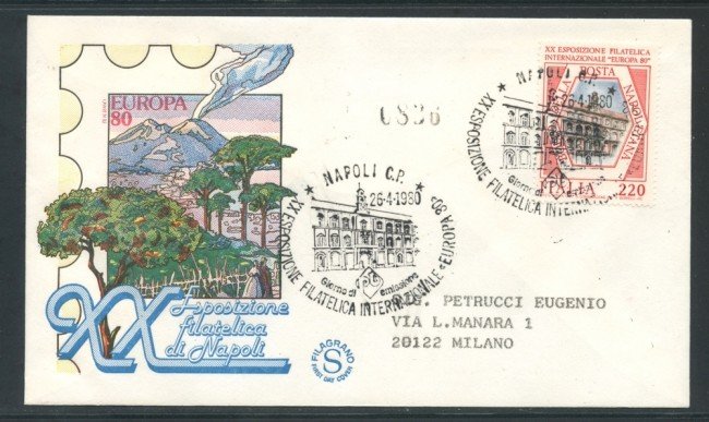 1980 - REPUBBLICA - EXPO FILATELICA NAPOLI - BUSTA FDC FILAGRANO VIAGGIATA - LOTTO/27385