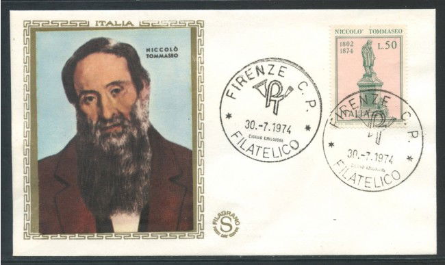 1974 - REPUBBLICA - NICCOLO' TOMMASEO - BUSTA FDC FILAGRANO - LOTTO/27445