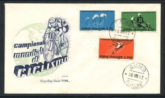 1962 - REPUBBLICA - MONDIALI DI CICLISMO - BUSTA FDC - LOTTO/28560