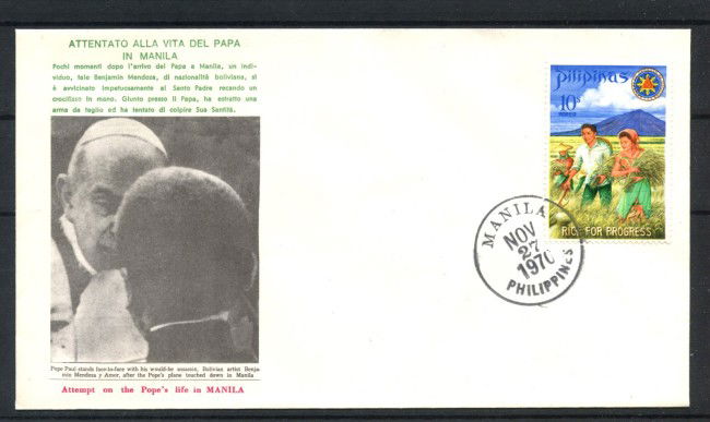 1970 - FILIPPINE - LOTTO/41733 - MANILA ATTENTATO A PAPA PAOLO VI° - BUSTA