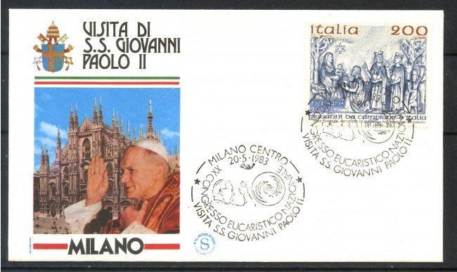 1983 - REPUBBLICA - BUSTA VISITA DI PAPA GIOVANNI PAOLO AlL CONGRESSO EUCARISTICO DI MILANO - LOTTO/31738