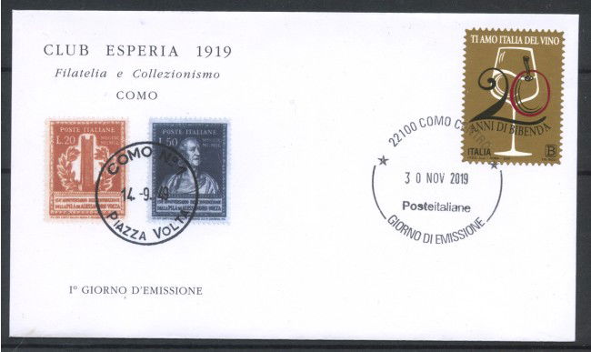 2019 - ITALIA REPUBBLICA - GUIDE ENOLOGICA BIBENDA - BUSTA FDC - LOTTO/36355
