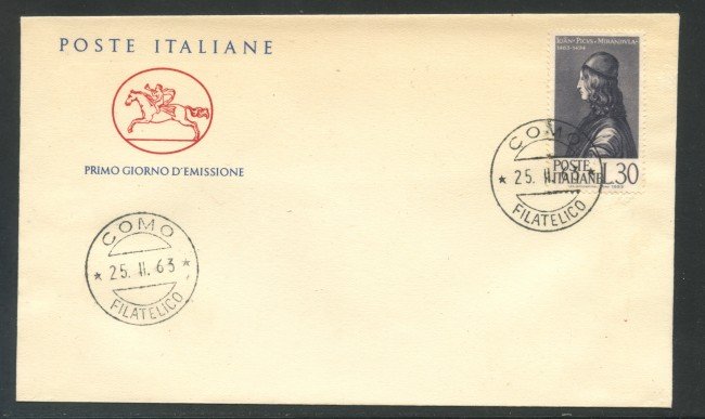 1963 - REPUBBLICA - PICO DELLA MIRANDOLA - BUSTA FDC - LOTTO/31927