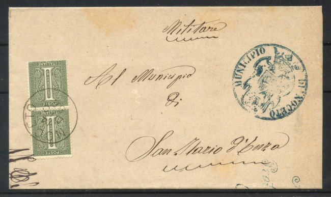 1886 - REGNO - LOTTO/39957 - 1 Cent. VERDE - COPPIA SU BUSTA PER SANT'ILARIO