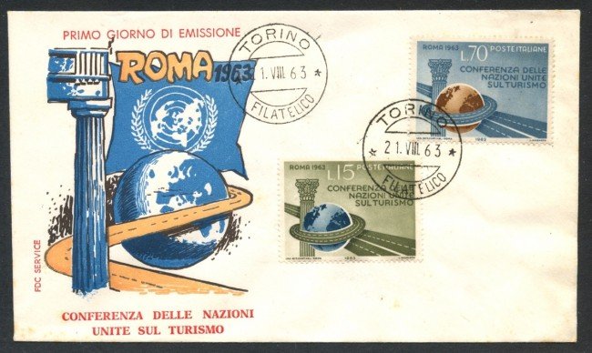 1963 - REPUBBLICA - CONFERENZA TURISMO - BUSTA FDC - LOTTO/27762