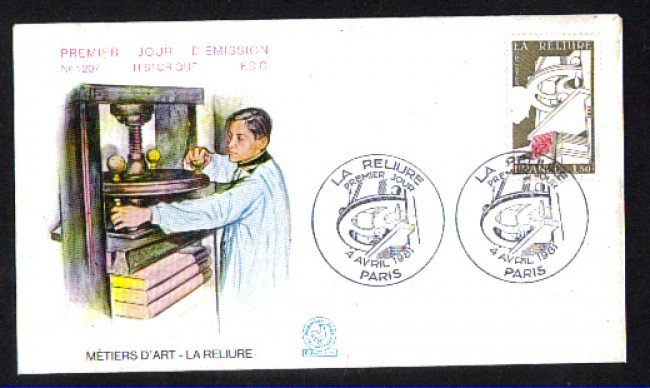 1981 - LBF/4068 - FRANCIA - MESTIERI D'ARTE LA RILEGATURA - BUSTA FDC