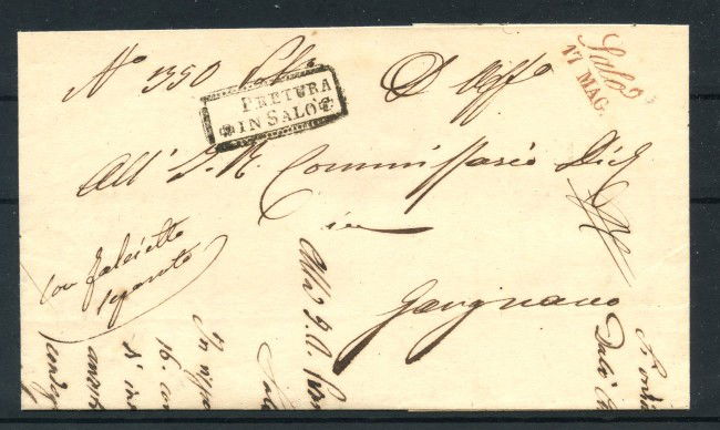 1850 - LOMBARDO VENETO - LOTTO/43206 -  LETTERA SALO' ANNULLO IN ROSSO