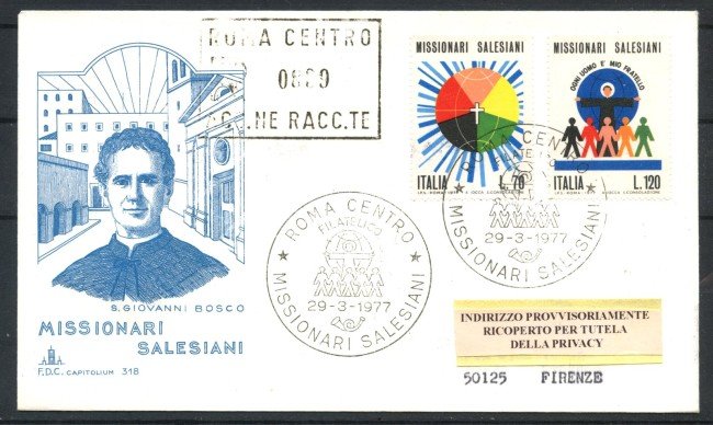 1977 - REPUBBLICA - LOTTO/39156 - MISSIONARI SALESIANI - FDC VENEZIA