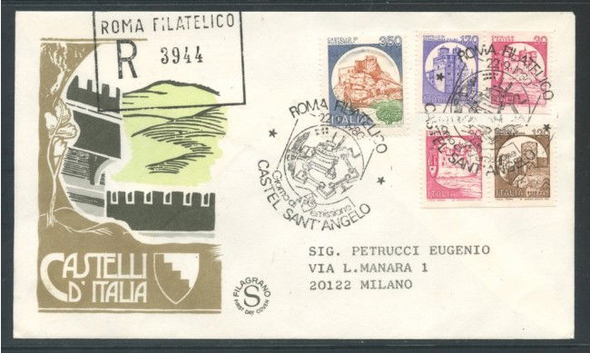 1980 - REPUBBLICA - CASTELLI PER DISTRIBUTORI - BUSTA FDC FILAGRANO VIAGGIATA - LOTTO/27393