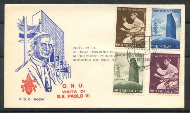 1965 - VATICANO - IL PAPA ALL'ONU - BUSTA FDC RODIA - LOTTO/27665