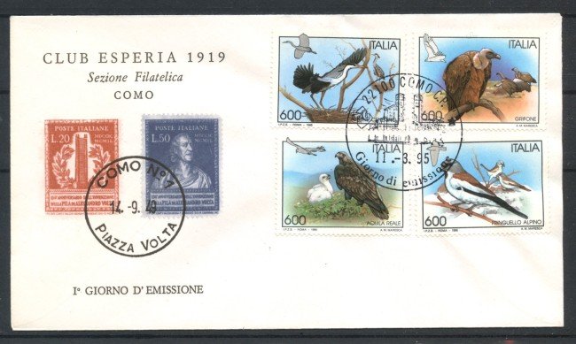 1995 - REPUBBLICA - LOTTO/39000 - UCCELLI 4v. - BUSTA FDC