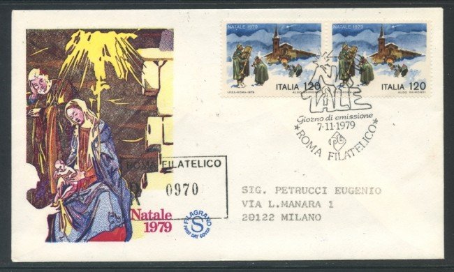 1979 - REPUBBLICA - NATALE - BUSTA FDC FILAGRANO VIAGGIATA - LOTTO/27374