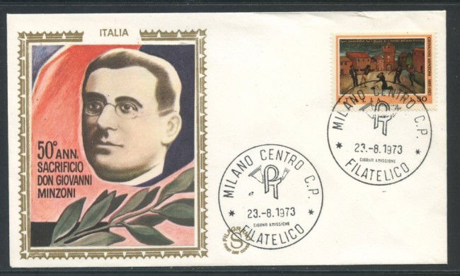 1973 - REPUBBLICA - DON MINZONI - BUSTA FDC FILAGRANO GOLD - LOTTO/27554