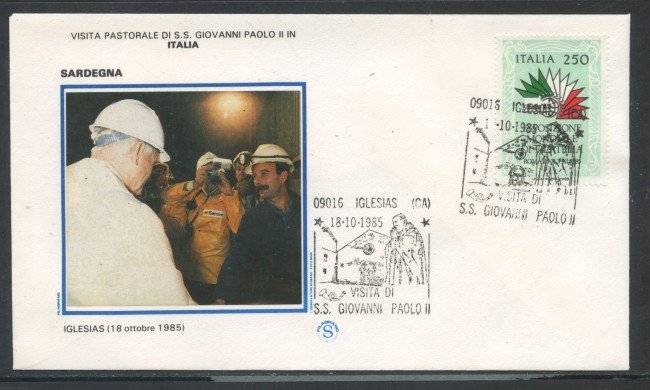 1985 - IGLESIAS - VISITA DI PAPA GIOVANNI PAOLO II° - BUSTA - LOTTO/31086
