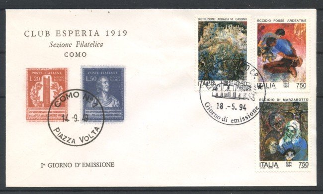 1994 - REPUBBLICA - LOTTO/38981 - AVVENIMENTI STORICI 3v. - BUSTA FDC