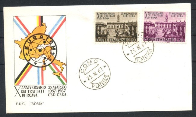 1967 - REPUBBLICA - LOTTO/39177A - TRATTATI DI ROMA - FDC ROMA