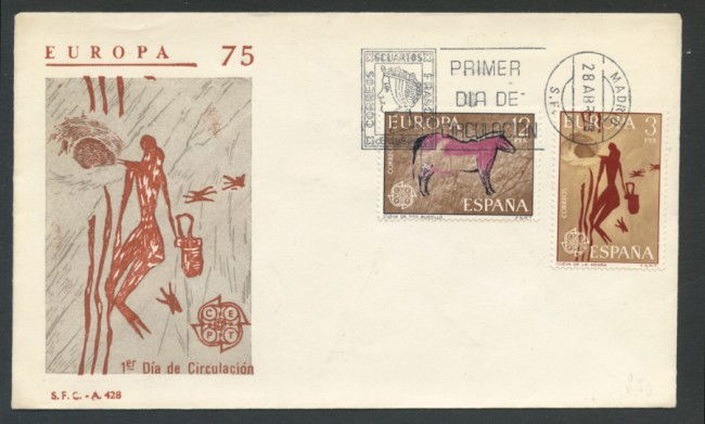 1975 - SPAGNA - LOTTO/20444 - EUROPA 2v. - BUSTA FDC