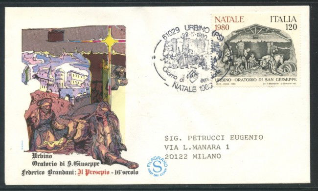 1980 - REPUBBLICA - NATALE PRESEPIO - BUSTA FDC  VIAGGIATA - LOTTO/27415