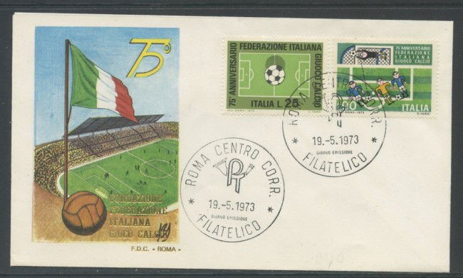 1973 - REPUBBLICA - FEDERAZIONE  GIUOCO CALCIO - BUSTA FDC ROMA - LOTTO/27559