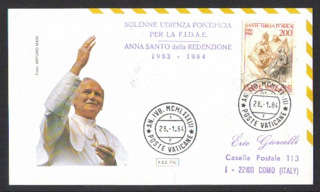 1984 - LOTTO/9954 - VATICANO - SOLENNE UDIENZA PONTIFICIA F.I.D.A.E.