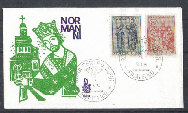 1974 - LOTTO/6596ZB - REPUBBLICA - ARTE NORMANNA - FDC