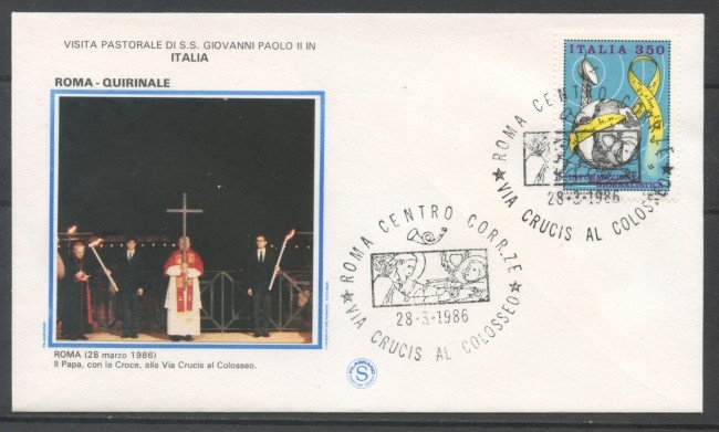 1986 - REPUBBLICA - BUSTA -  PAPA GIOVANNI PAOLO II° VIA CRUCIS AL COLOSSEO - LOTTO/31744
