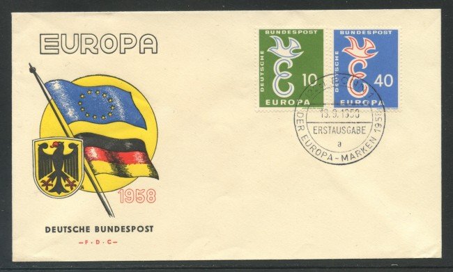 1958 - GERMANIA FEDERALE - EUROPA 2v. BUSTA FDC - LOTTO/32137