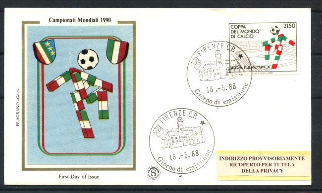 1988 - REPUBBLICA - LOTTO/39131 - MONDIALI ITALIA 90 - BUSTA FDC