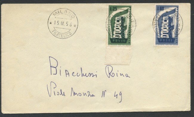 1956 - REPUBBLICA - EUROPA 2v. - BUSTA FDC - LOTTO/27764