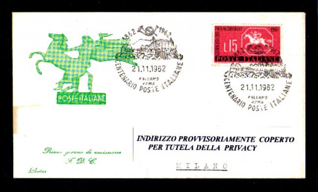 1962 - LBF/3496 - ITALIA - CENTENARIO POSTE ITALIANE DILIGENZA POSTALE - BUSTA