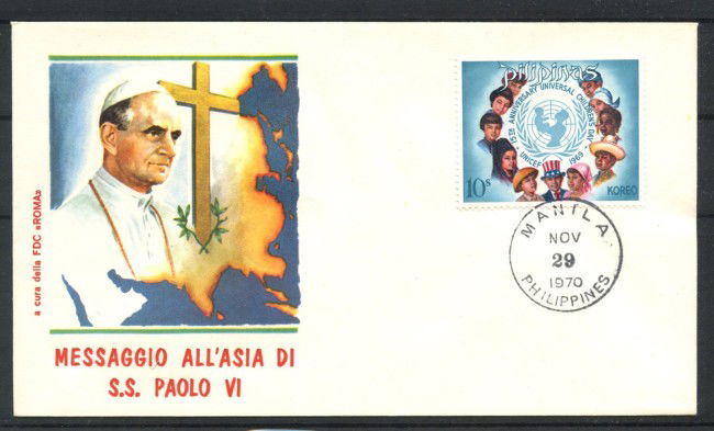 1970 - FILIPPINE - LOTTO/41741 - PAPA PAOLO VI° MESSAGGIO ALL'ASIA - BUSTA