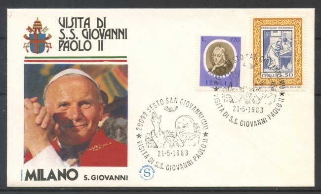 1983 - REPUBBLICA - BUSTA VISITA DI PAPA GIOVANNI PAOLO II° SESTO S.GIOVANNI - LOTTO/31740