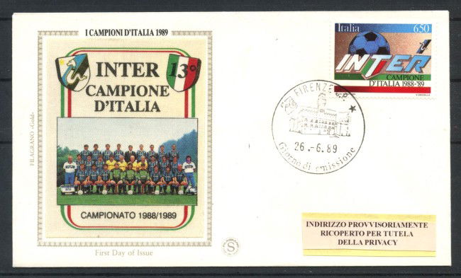 1989 - REPUBBLICA - LOTTO/39129 - INTER CAMPIONE - BUSTA FDC
