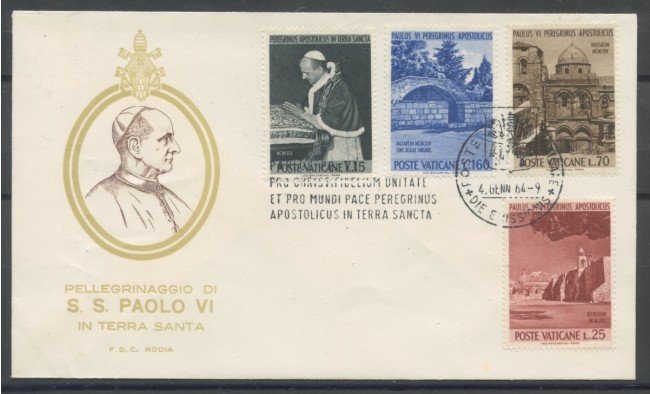 1964 - VATICANO - IL PAPA IN TERRASANTA - BUSTA FDC RODIA - LOTTO/27693