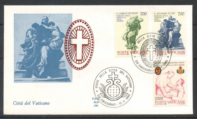 1986 - VATICANO - SANTI CAMILLO E GIOVANNI DI DIO - BUSTA FDC ALA - LOTTO/31753