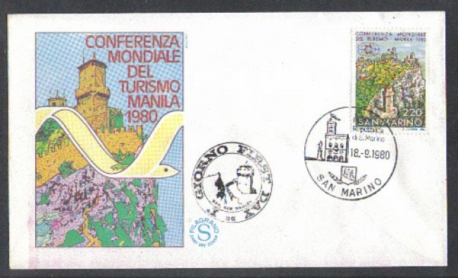 1980 - LOTTO/8010ZA - SAN MARINO - TURISMO - FDC