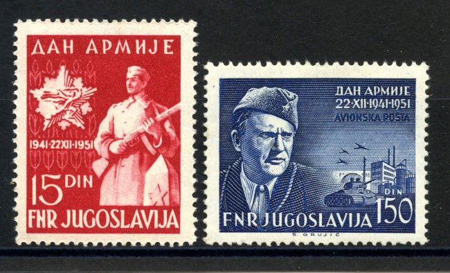 1951 - JUGOSLAVIA - GIORNATA DELL'ESERCITO 2v. - NUOVI - LOTTO/33776
