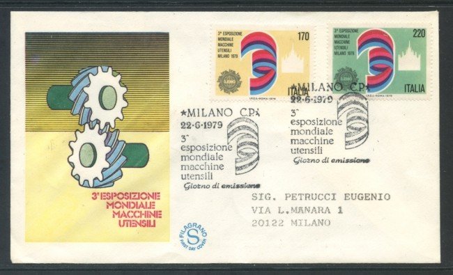 1979 - REPUBBLICA  - MACCHINE UTENSILI - BUSTA FDC FILAGRANO VIAGGIATA - LOTTO/18585A