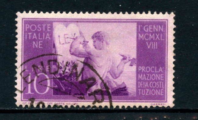 1948 - ITALIA REPUBBLICA - 10 LIRE COSTITUZIONE FILIGRANA NORMALE DESTRA - USATO - LOTTO/25226B