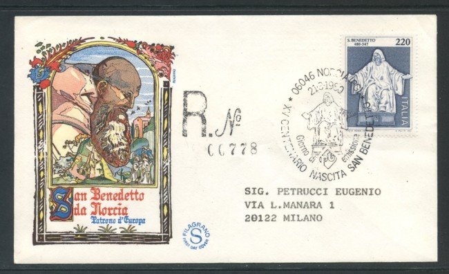 1980 - REPUBBLICA - SAN BENEDETTO - BUSTA FDC FILAGRANO VIAGGIATA - LOTTO/27383