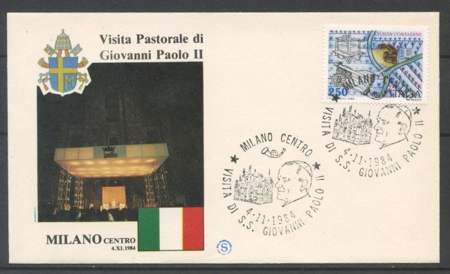 1984 - REPUBBLICA - BUSTA VISITA DI PAPA GIOVANNI PAOLO II° A MILANO  CENTRO - LOTTO/31739
