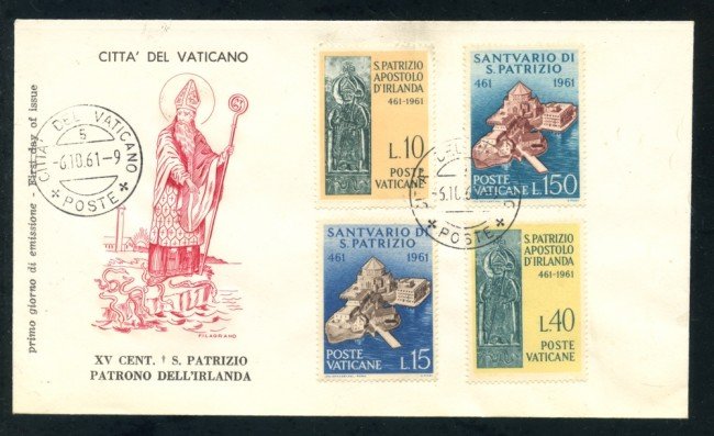 1961 - VATICANO - SAN PATRIZIO 4v. - BUSTA FDC - LOTTO/25400