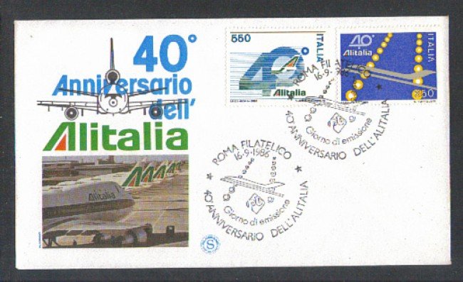 1986 - LOTTO/6861Z - REPUBBLICA - 40° ANNIV. ALITALIA - FDC