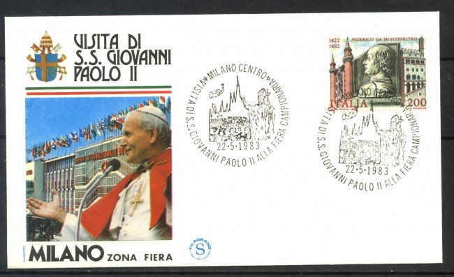 1983 - REPUBBLICA -  BUSTA VISITA DI PAPA GIOVANNI PAOLO ALLA FIERA DI MILANO - LOTTO/31737