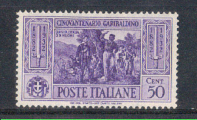 1932 - LOTTO/REG319L - REGNO - 50c. G.GARIBALDI - L