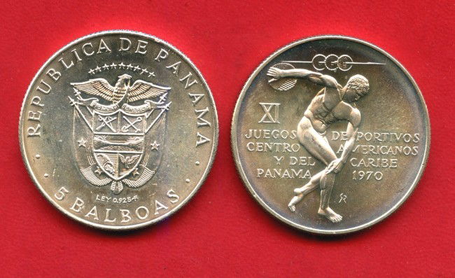 1970 - PANAMA - LOTTO/M42354 - 5 BALBOA ARGENTO GIOCHI SPORTIVI